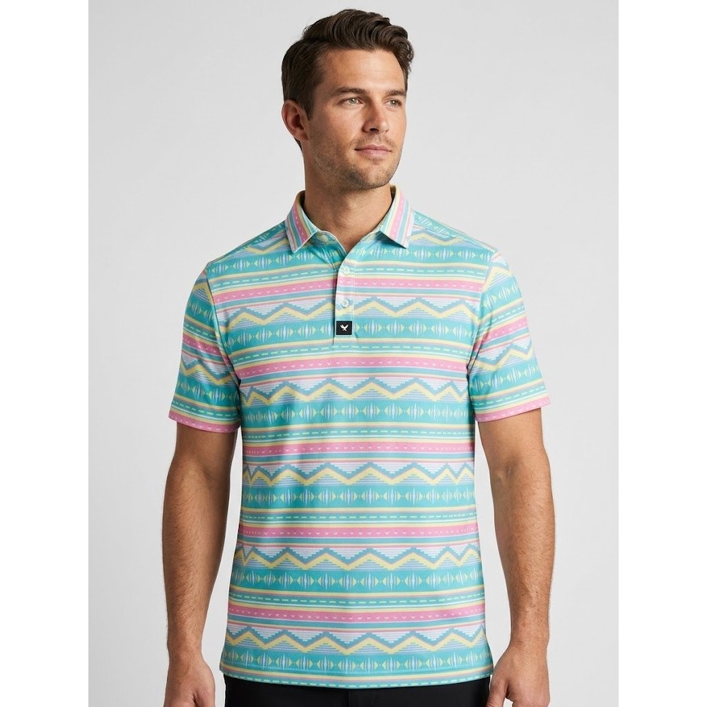 Bad Birdie Performance Salty Savage Golf Polo Shirt Mens Medium Pastel NWT